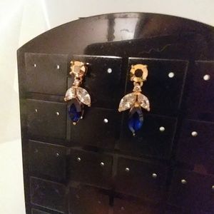 Art Deco Owl Earrings in Goldtone Pierced Ears